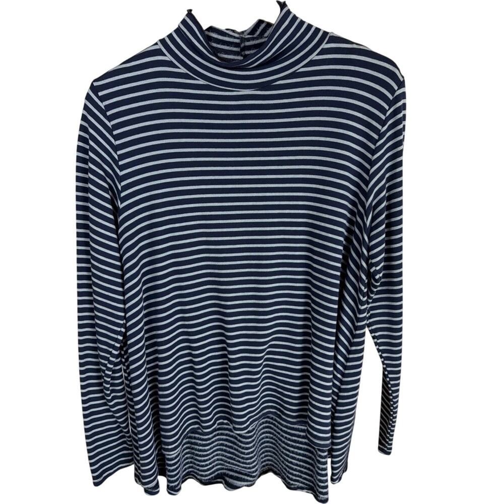 NWT Cutloose Blue Gray Striped Long Sleeve High Low Tunic Size XL
